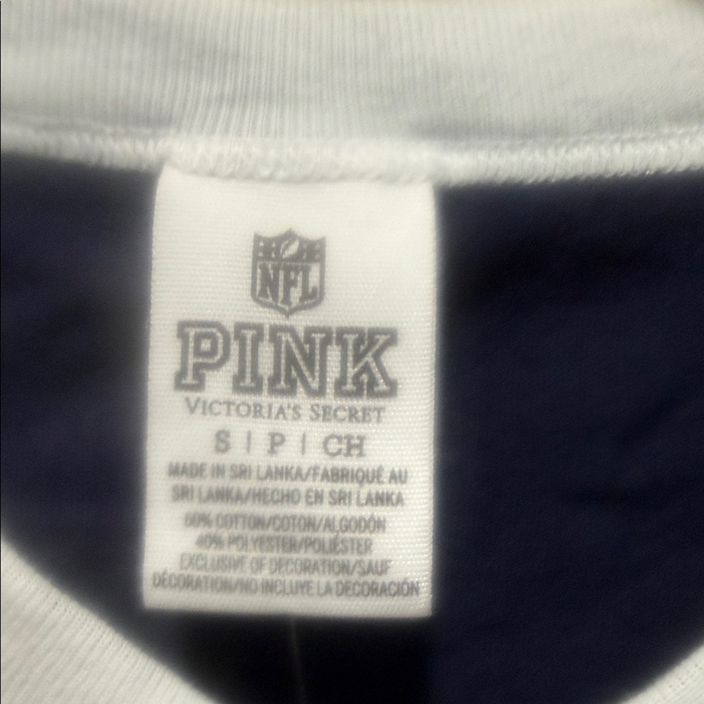 PINK Victoria's Secret Navy V‑Neck Cowboys Sequin Tee - Picture 2 of 6